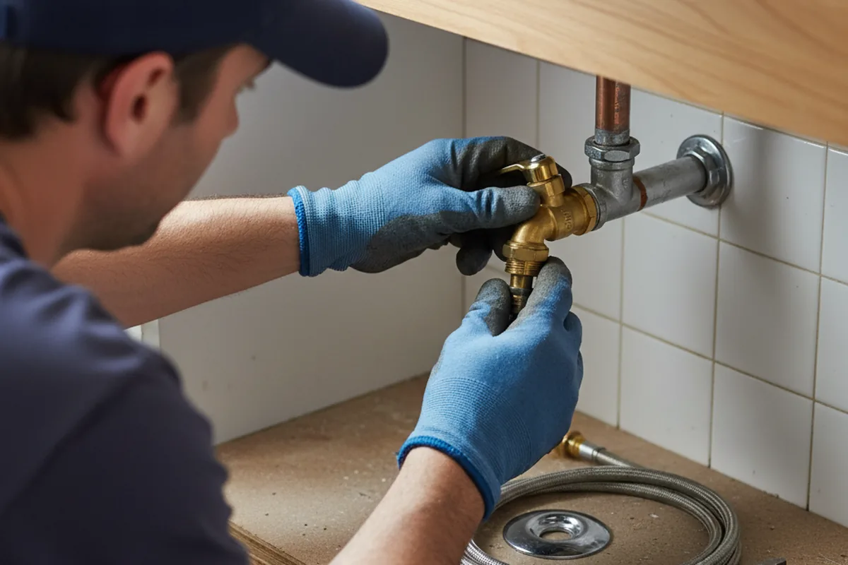 Shutoff valve and fitting work during Faucet and Fixture Repair in California Hot Springs